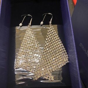 Authentic New Swarovski Silver Crystal Mesh Earrings